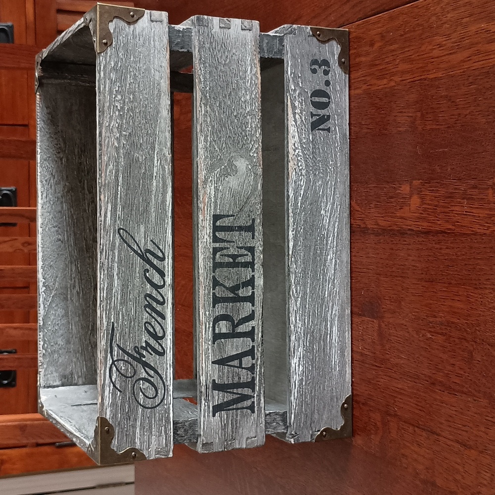 French Market Wood Storage Crate No. 3 Rustic Decor